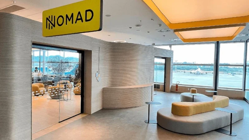 Entrada na sala VIP Nomad no Aeroporto de Guarulhos