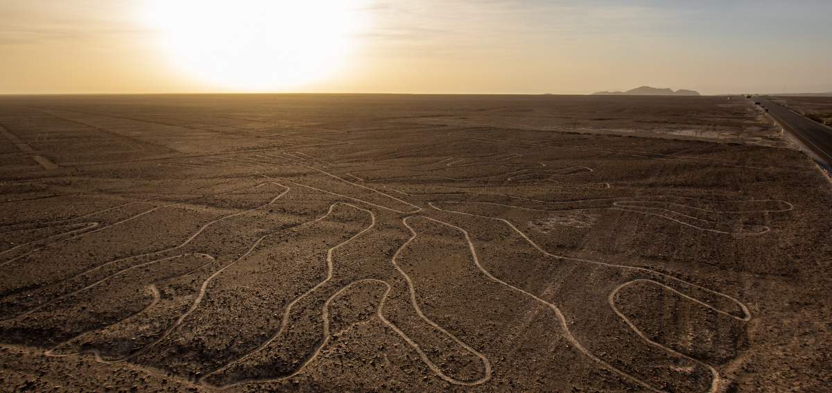 Visão aérea das linhas de Nazca, no Peru