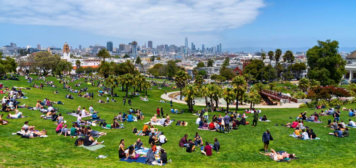 Vista geral do Mission Dolores Park, em São Francisco